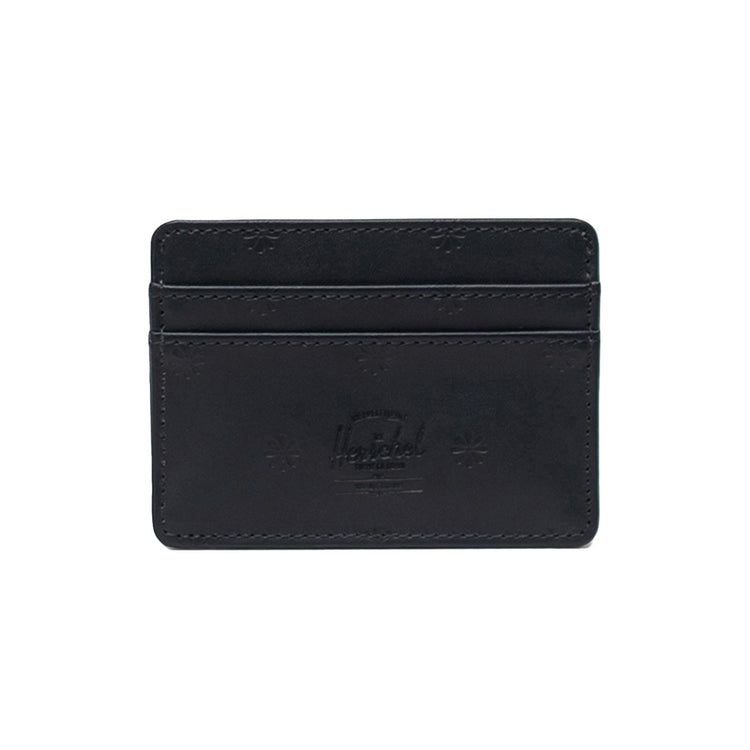 Charlie Cardholder Wallet Vegan Leather Black Floral Deboss - Portacarte in Materiale Vegano Nero 11147 06103 HERSCHEL 