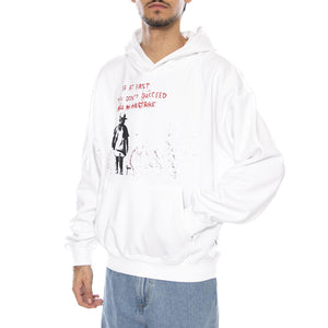 BANKSY VTG Hoodie VD Bright White Airstrike - Felpa con Cappuccio Uomo Bianca 22035423-4911254  ONLY & SONS 