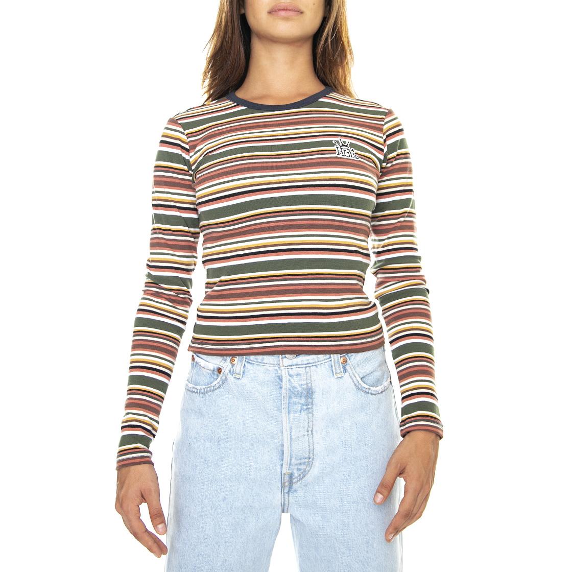 Crown Stripe Jersey L/S Top Brick - Maglietta Girocollo Maniche Lunghe Donna Multicolore WKN0060-BRICK  HUF 