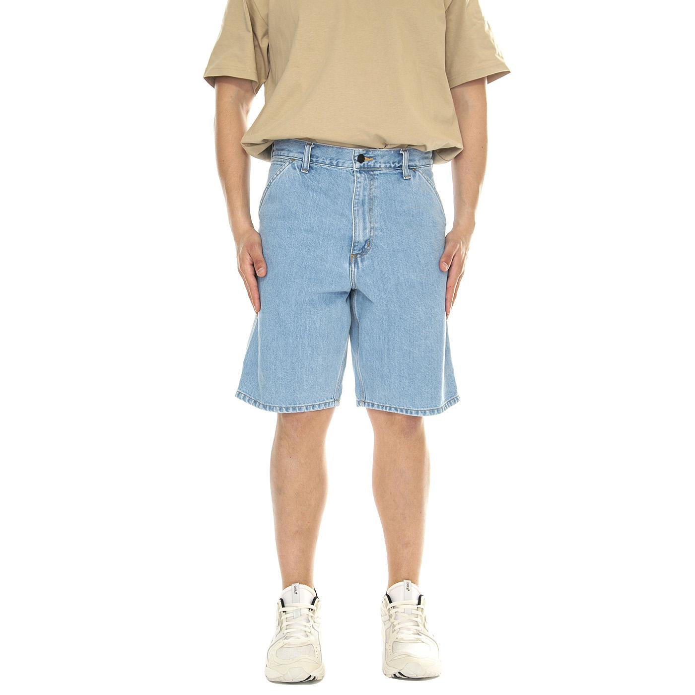 Single Knee Short Blue /heavy stone bleached - Bermuda Uomo Denim Jeans Blu I032026.01A3  CARHARTT WIP 