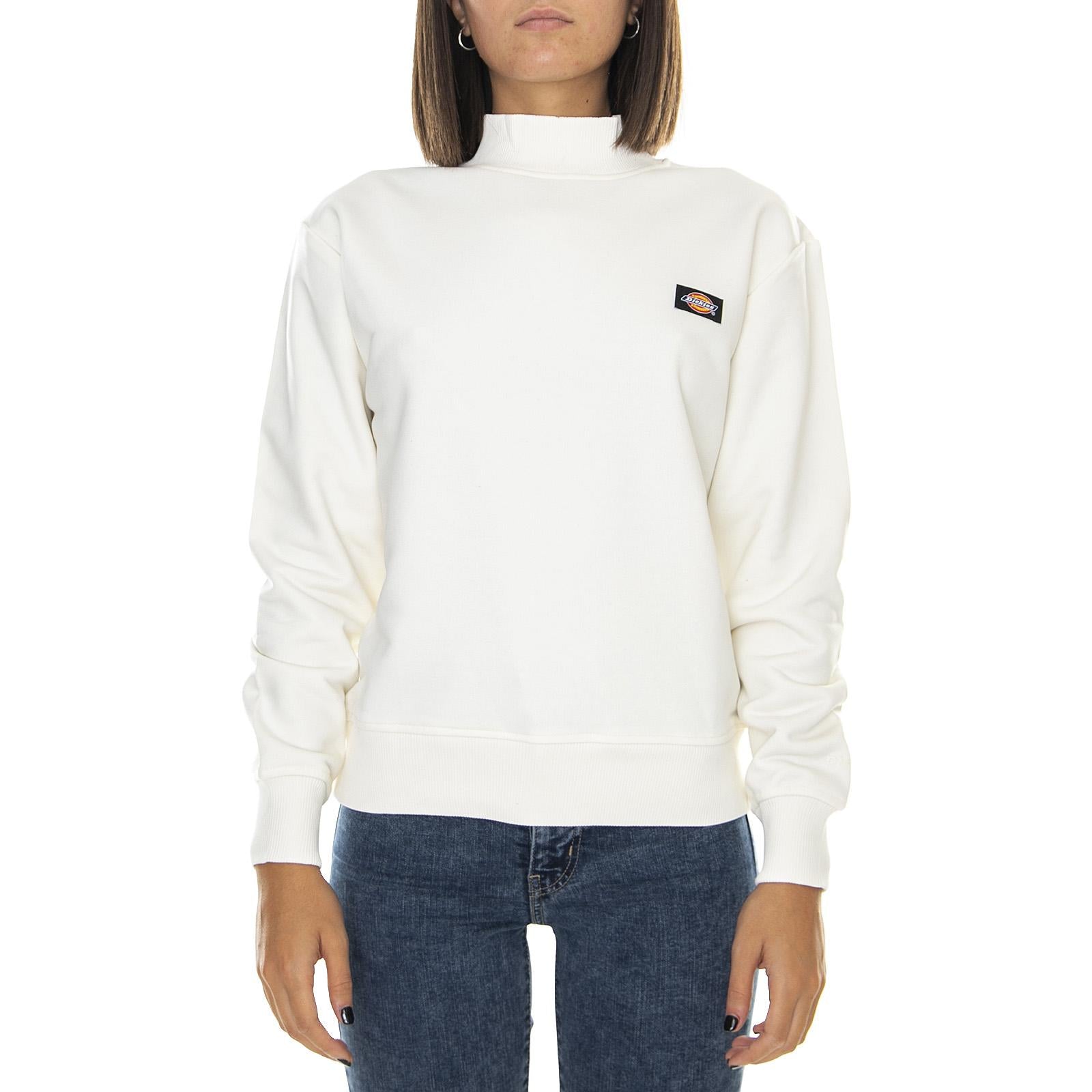 Bardwell Mock-Neck Sweatshirt - White - Felpa Mezzo Collo Donna Bianca 02 300028-ECR . DICKIES 
