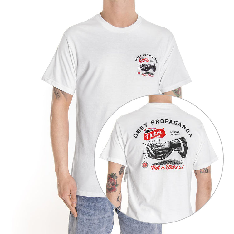 BE A MAKER PREMIUM S/S TEE WHITE 165361358-WHT  OBEY 