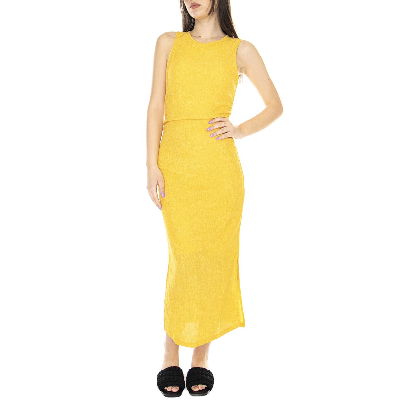 Vestido Midi en Tejido Arrugado Amarillo - Abito Donna Arancione 31W/11254  WILD PONY 