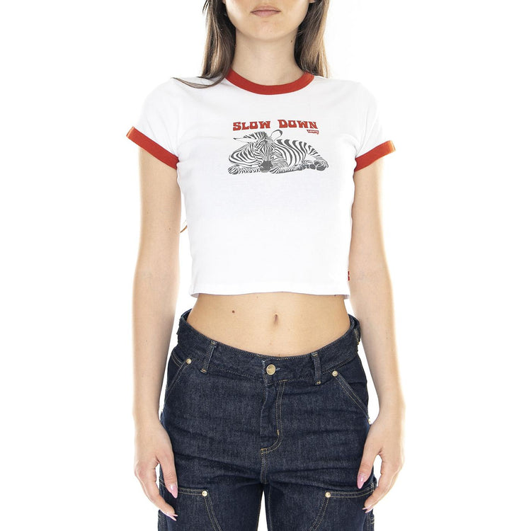 W' Graphic Ringer Mini Tee Slow Down White - Maglietta Girocollo Donna Bianca A3523-0017  LEVIS 