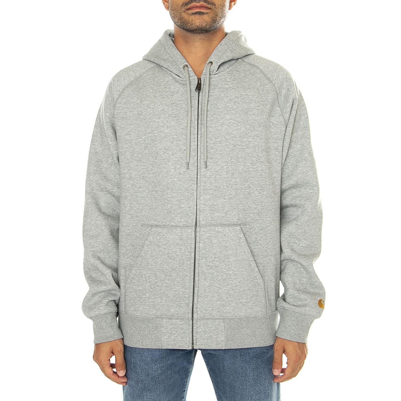 Hooded Chase Jacket Grey Heather / Gold - Felpa con Cappuccio Uomo Grigia I033664.00MXX  CARHARTT WIP 