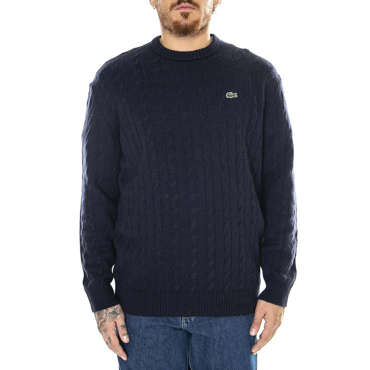 Pullover AH8566-166 Blue - Maglione Girocollo Uomo Blu AH8566-166  LACOSTE 