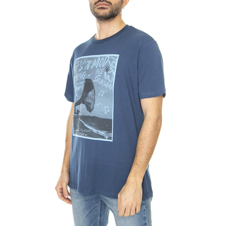 Brighton Gramophone Tee Blue Denim - Maglietta Girocollo Uomo Blu 67129-850  BEN SHERMAN 