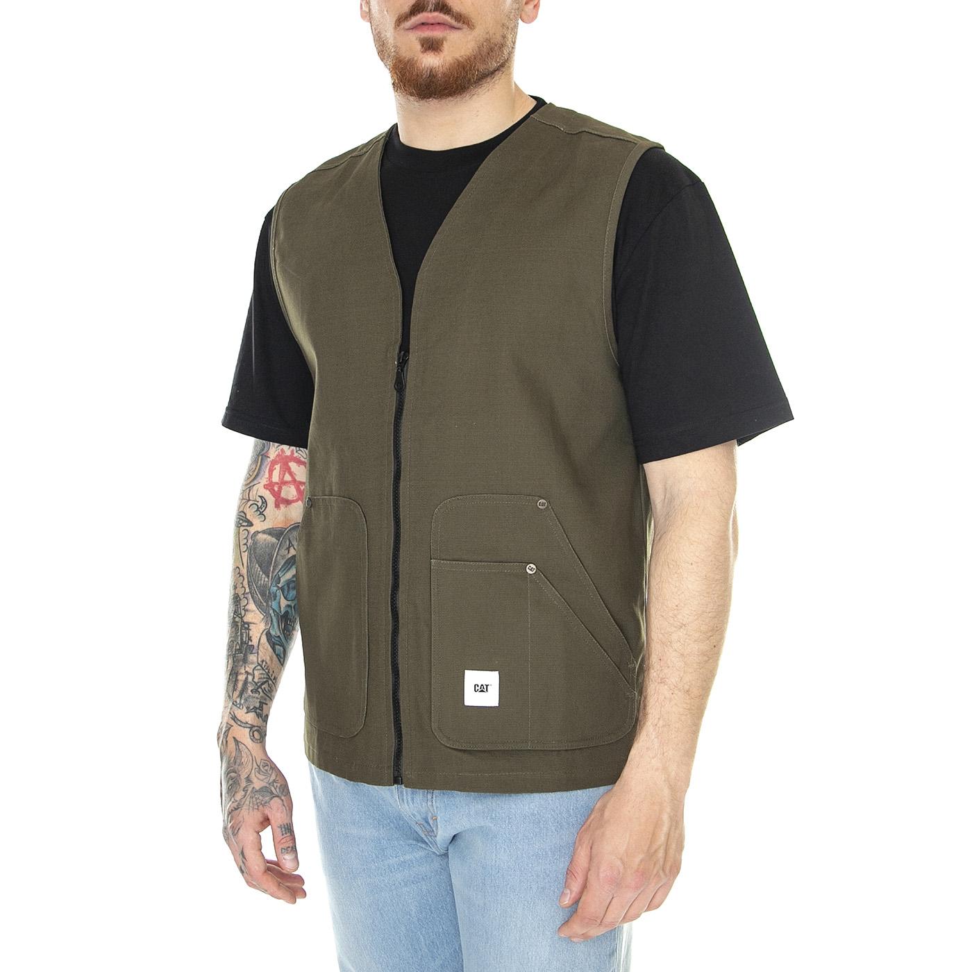 Workwear Camo Vest Military Green - Giacca Estiva Smanicata Uomo Verde 6040041-12515  CAT 