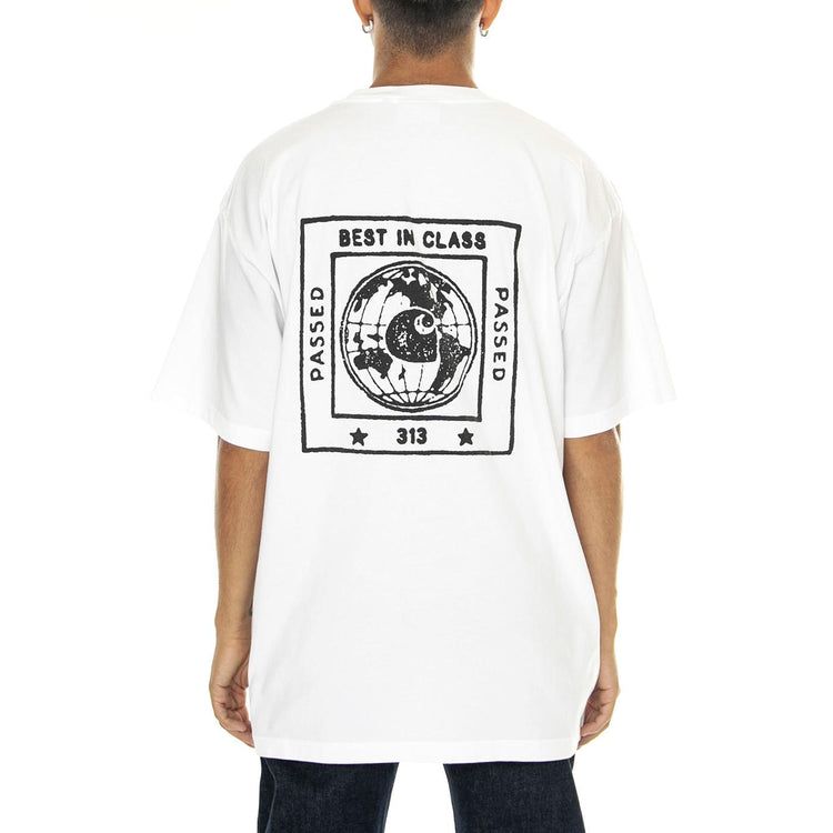 S/S Stamp T-Shirt White / Black stone washed - Maglietta Girocollo Uomo Bianca I033670.00A06  CARHARTT WIP 