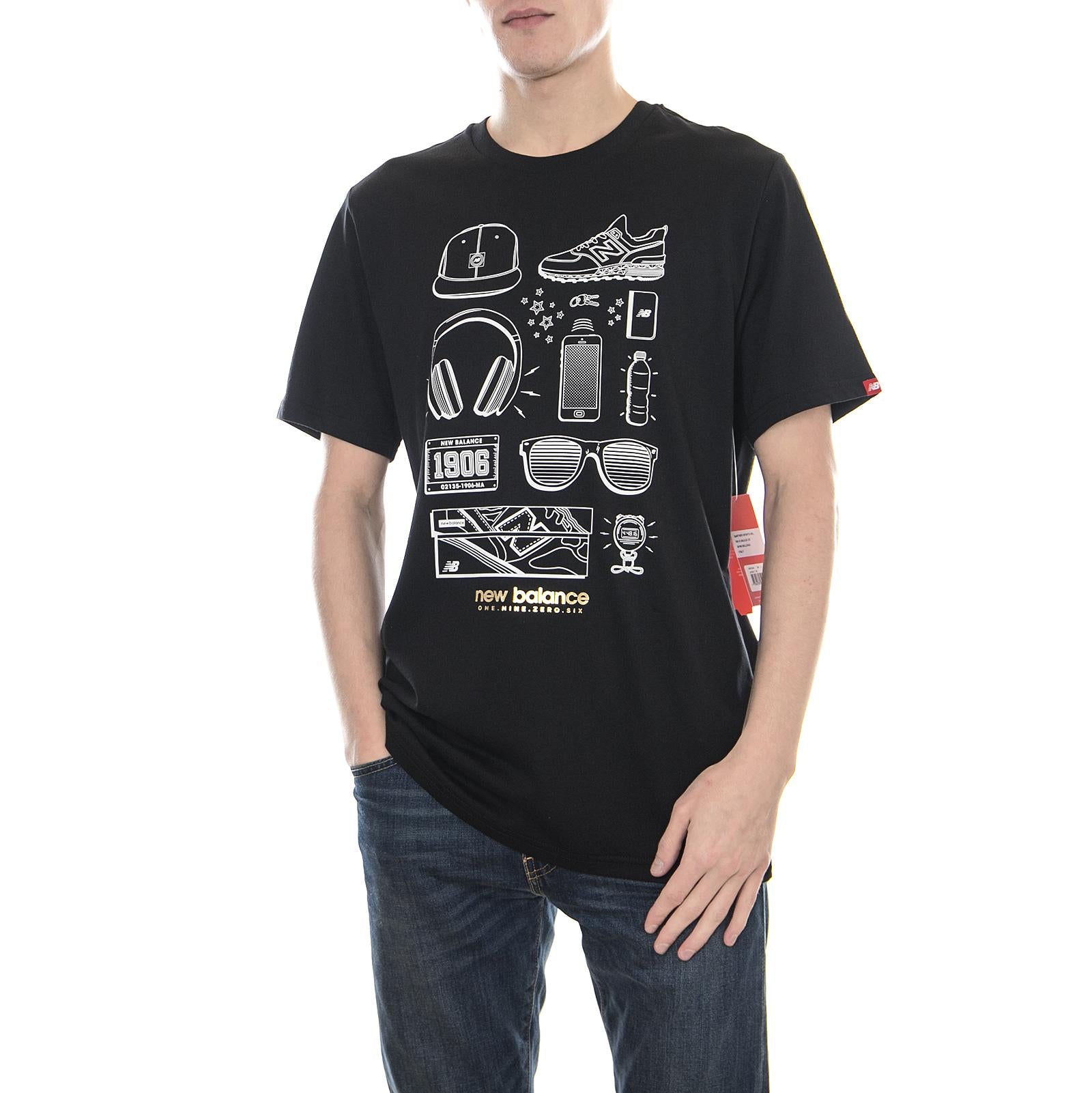 MT81544 ESSENTIALS LAYOUT TEE Black - T-Shirt MC NBMT81544BK  NEW BALANCE 