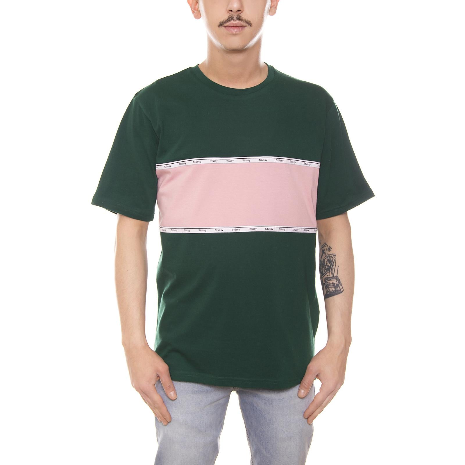TAPE STRIPE S/SL CREW PINE 114980-PINE  STUSSY 