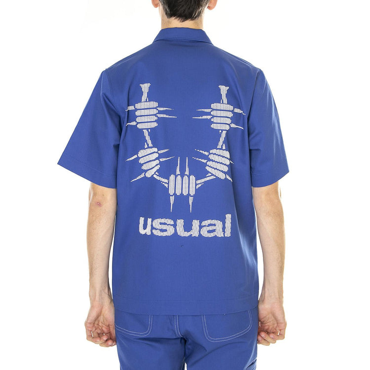 M' Buffer Short Royale Blue - Camicia Maniche Corte Uomo Blu S23SPDOTS-BLUE  USUAL 