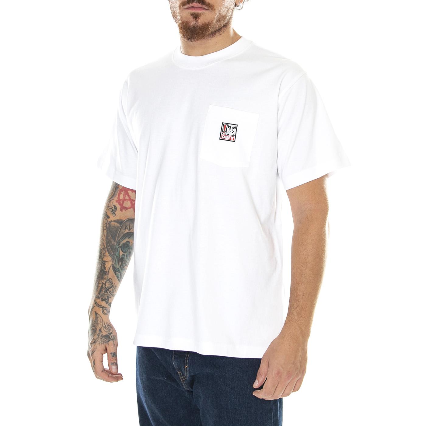 Mens Point Pocket T-Shirt - White - Maglietta Girocollo Uomo Bianca 131080287-WHT  OBEY 