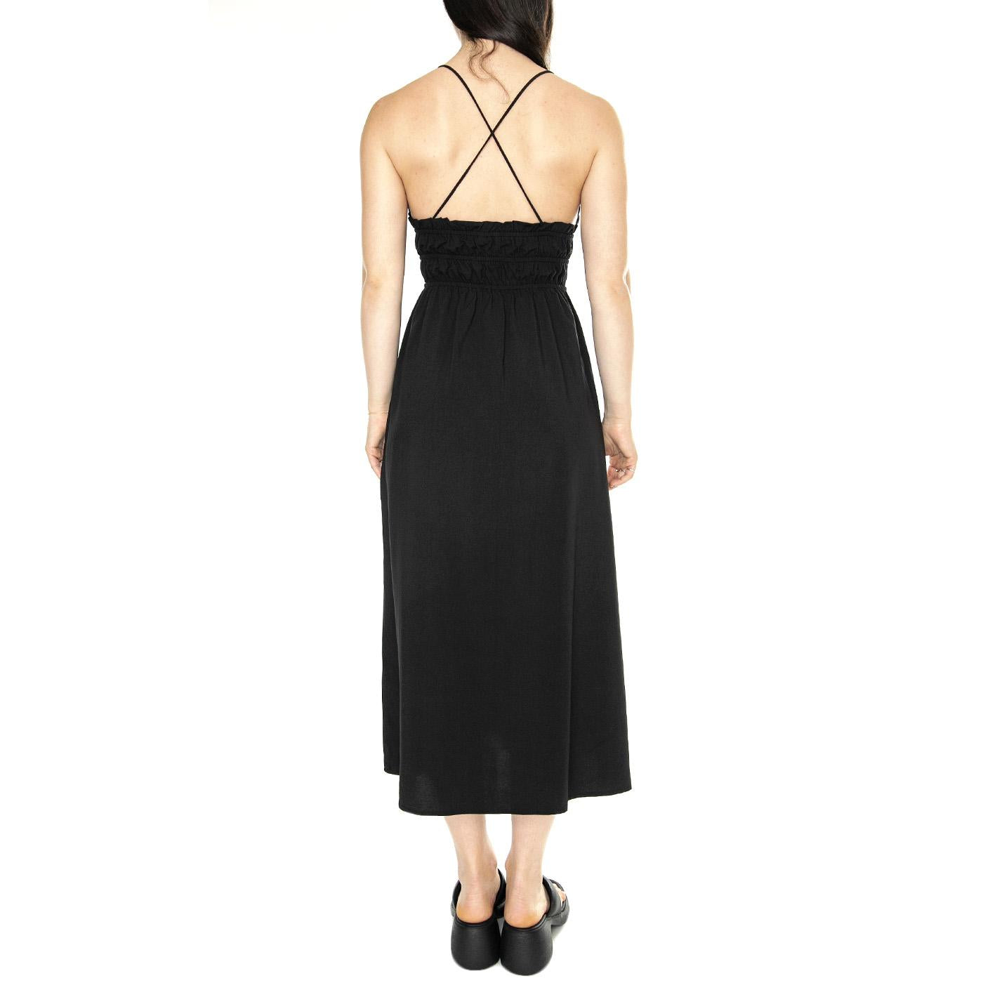 Vestido Midi Satinado Tirantes Negro - Abito Donna Nero 41W/11239  WILD PONY 