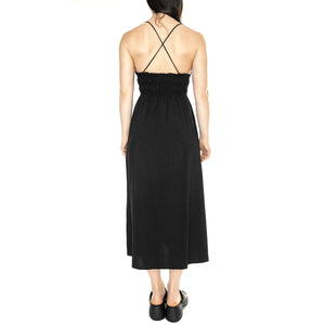 Vestido Midi Satinado Tirantes Negro - Abito Donna Nero 41W/11239  WILD PONY 