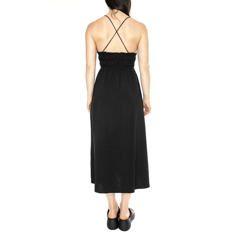 Vestido Midi Satinado Tirantes Negro - Abito Donna Nero 41W/11239  WILD PONY 