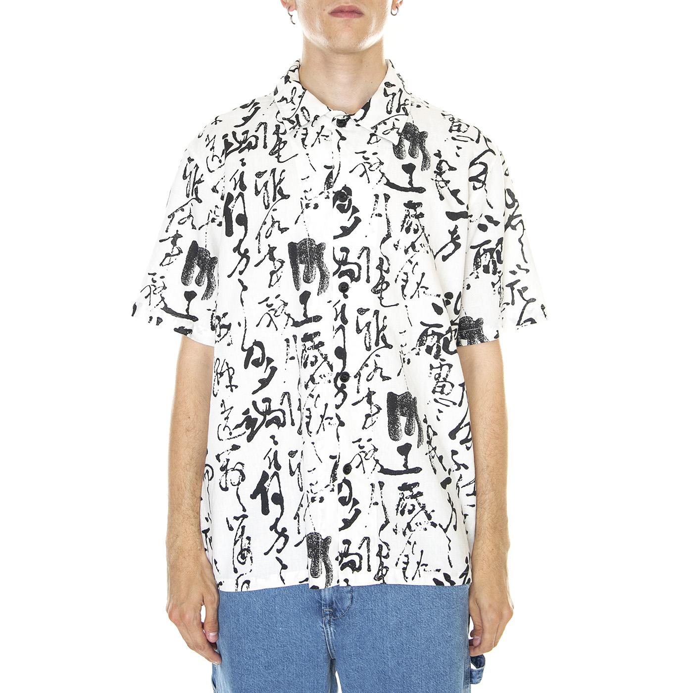 M' Private Letter Shirt SS Black / White - Camicia Maniche Corte Uomo Bianca / Nera / Multicolore I031857.0D2.67.  EDWIN 