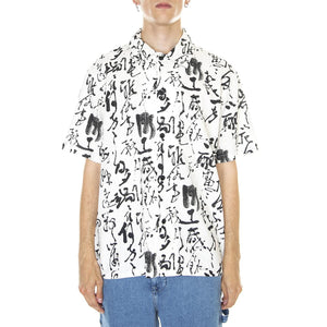 M' Private Letter Shirt SS Black / White - Camicia Maniche Corte Uomo Bianca / Nera / Multicolore I031857.0D2.67.  EDWIN 