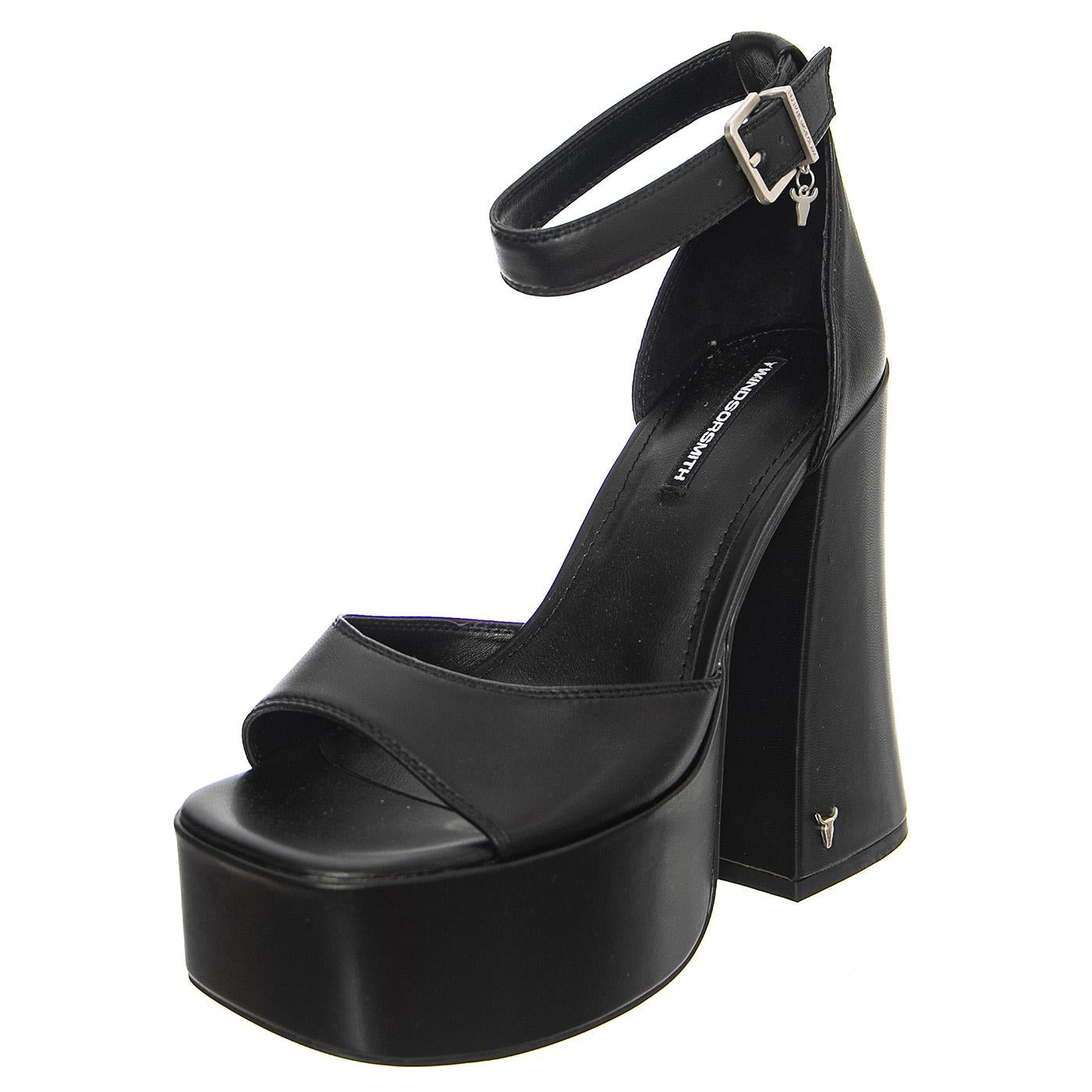 Aware Black Leather - Sandali Donna Neri WSSAWARE-BLA  WINDSOR SMITH 