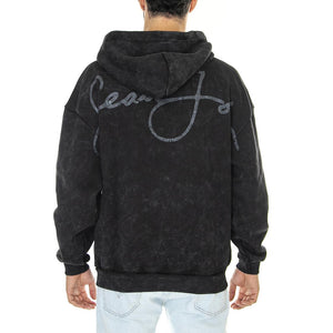 Script Logo Backprint Washed Out Zip Hoodie 01 Black - Felpa con Cappuccio e Zip Uomo Nera 6022734/222  SEAN JOHN 