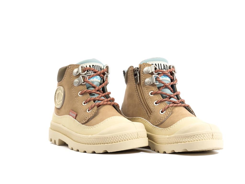 Pampa Hi Cuff Hkr Wp Nude Dust - Scarpe Stringate Profilo Alto Bambini Beige PAK58891-662-M  PALLADIUM 