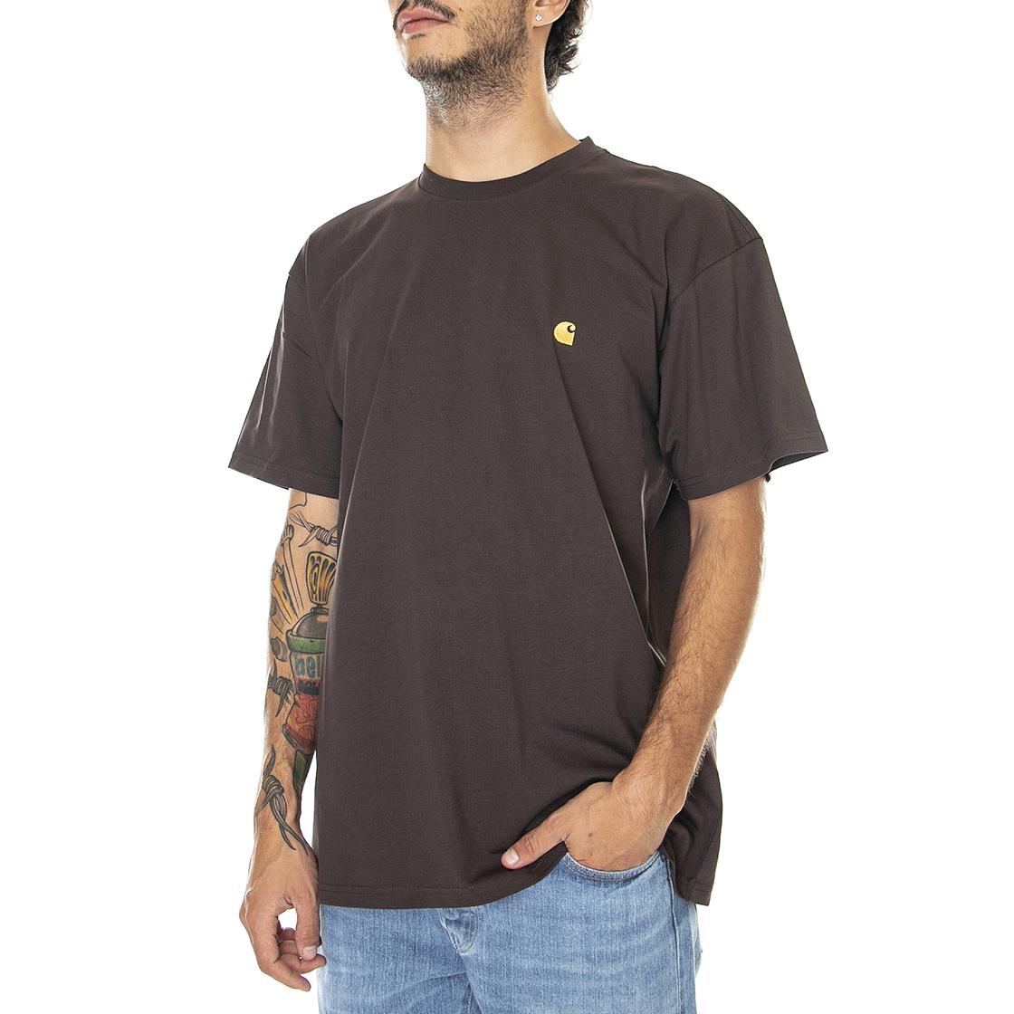 S/S Chase T-Shirt Dark Umber / Gold - Maglietta Girocollo Uomo Marrone I026391-11HXX  CARHARTT WIP 