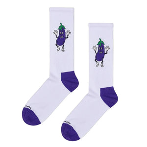 Aubergine Sneaker Sock White - Calzini Bianchi P004140 WHITE HAPPY SOCKS 