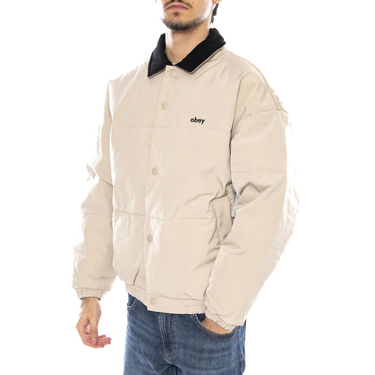 M' Whispers Jacket Feather Grey Multi - Giacca Invernale Uomo Beige 121800548-GYM  OBEY 