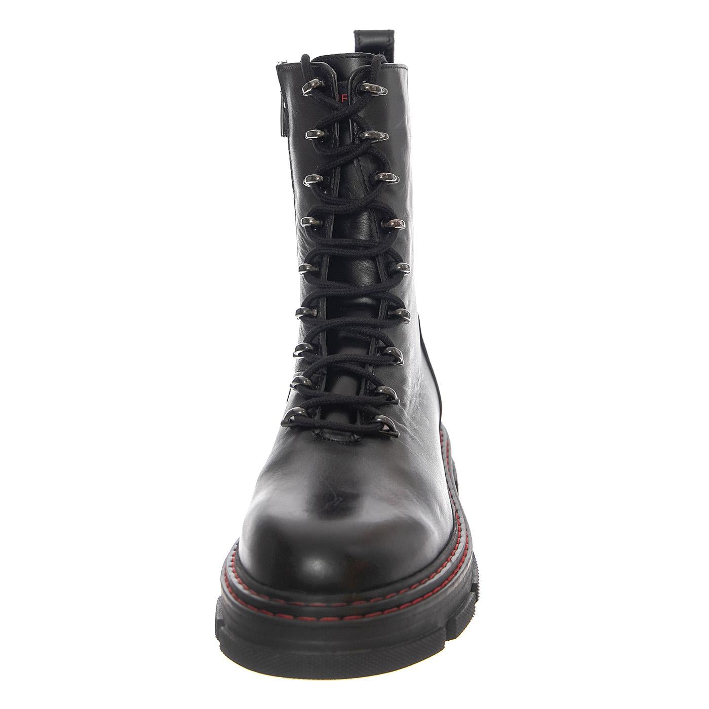 W' Bird Black Red Leather Boots - Stivali Stringati Donna Neri KG-BIRDBLK  KURT GEIGER 