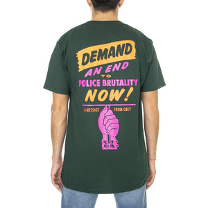 Obey End Police Brutality Classic Tee Forest Green - Maglietta Girocollo Uomo Verde 165263408-FOR  OBEY 