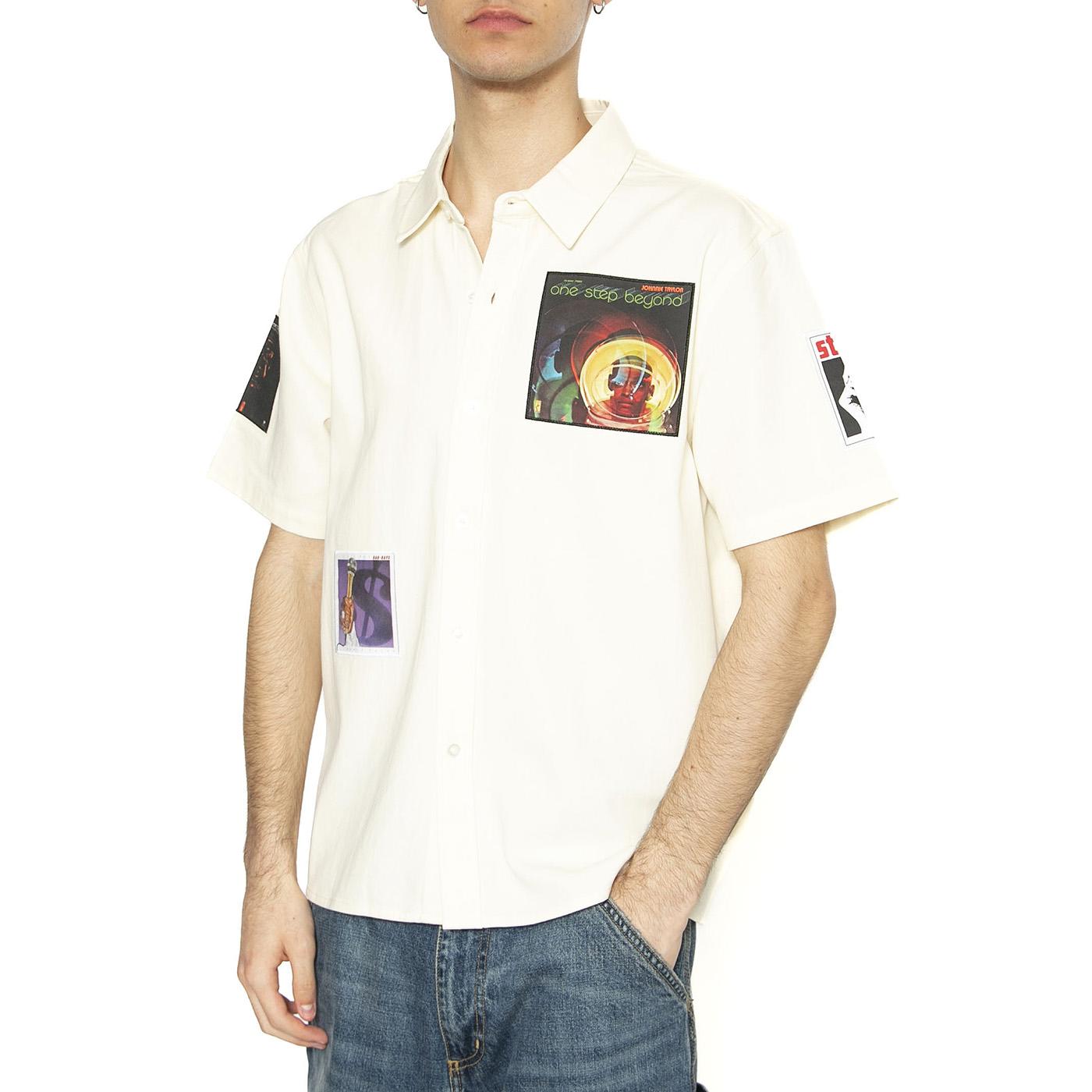 Stax Patches Button Up Natural - Camicia Maniche Corte Uomo Bianca BU00235-NATUR  HUF 