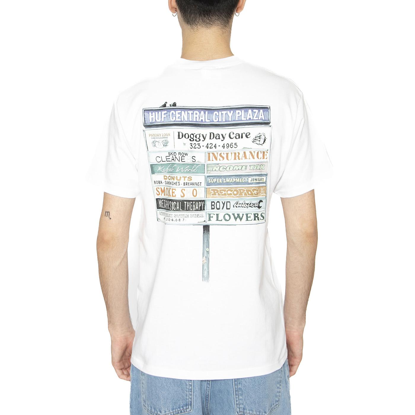 Plaza S/S Tee White - Maglietta Girocollo Uomo Bianca TS02402-WHITE  HUF 
