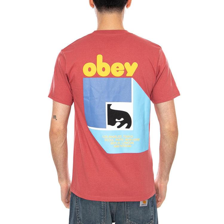 OBEY PEEP HOLE TEE MINERAL RED - Maglietta Girocollo Uomo Rossa 165264346 MIR OBEY 