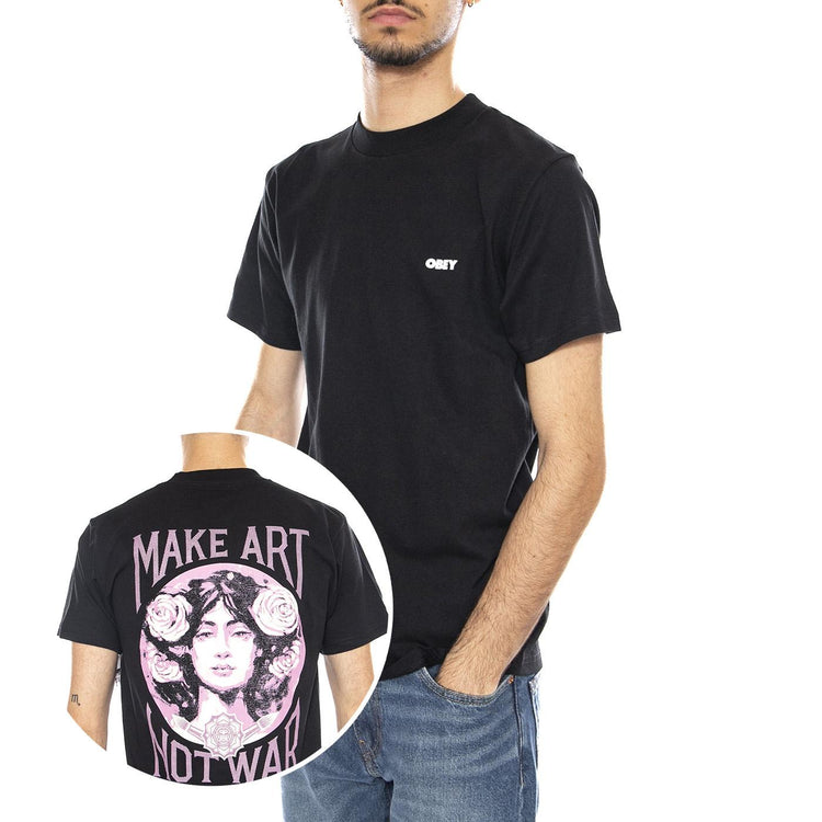 Obey Make Art Not War Tee -- Maglietta Girocollo Uomo Nera 165264062 BLK OBEY 