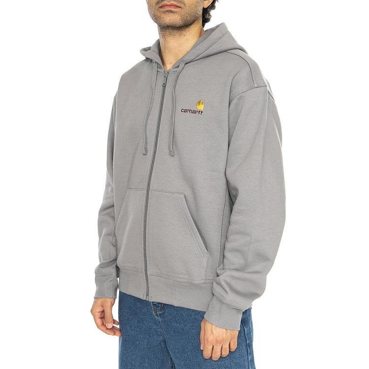 Hooded American Script Jacket Yosemite - Felpa con Cappuccio e Zip Uomo Grigia I033063.2LRXX  CARHARTT WIP 