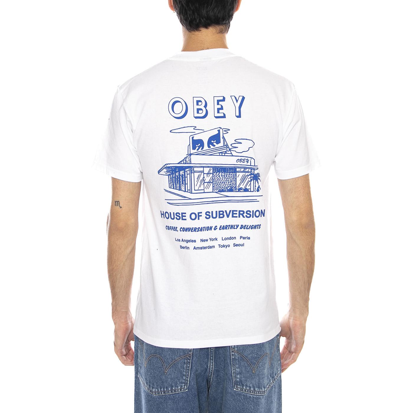 OBEY House Of Subversion White - Maglietta Girocollo Uomo Bianca 165264195 WHT OBEY 