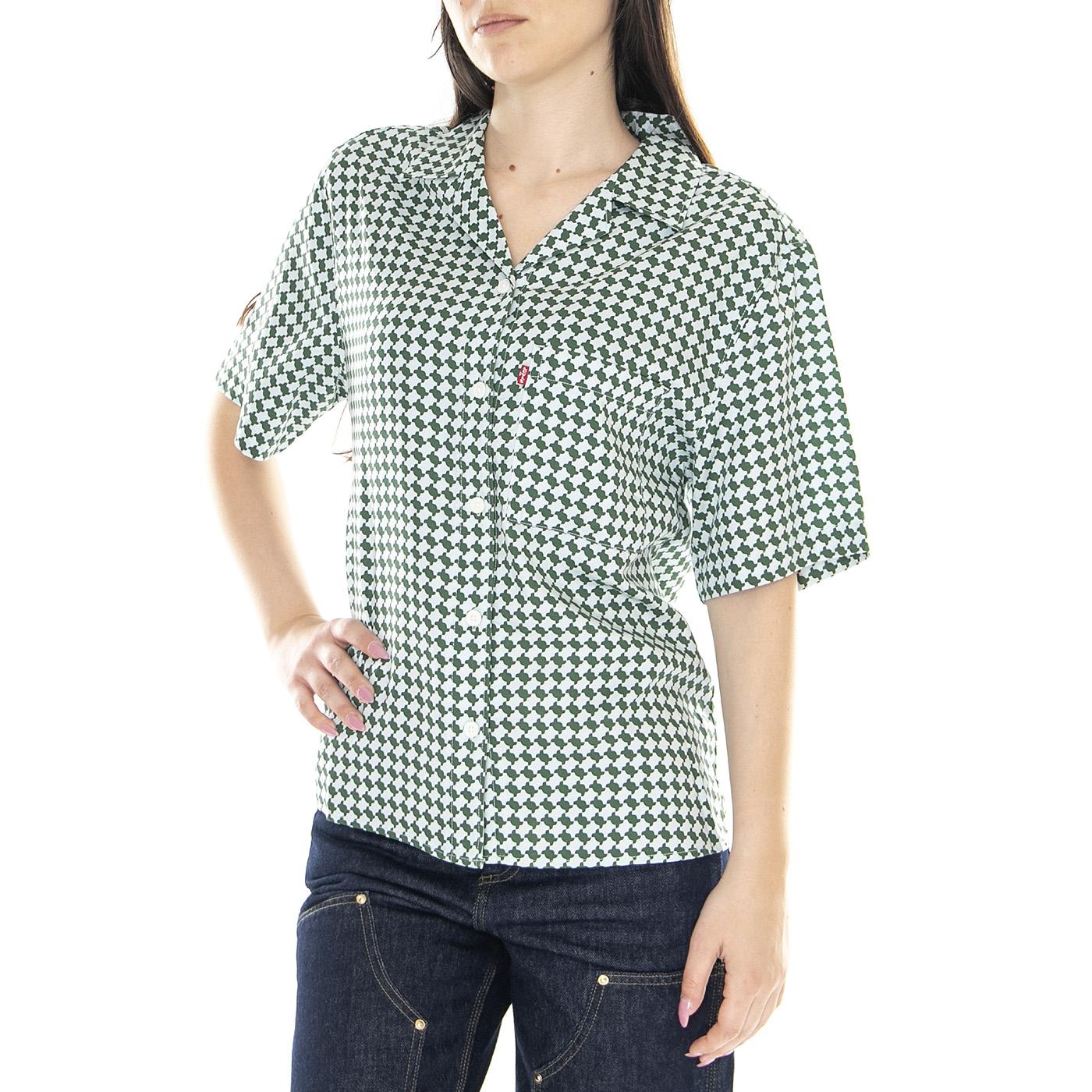 W' Alfie Shirt Houndstooth Geo Eden Print S/S Shirt - Camicia Maniche Corte Donna Multicolore A4576-0003  LEVIS 