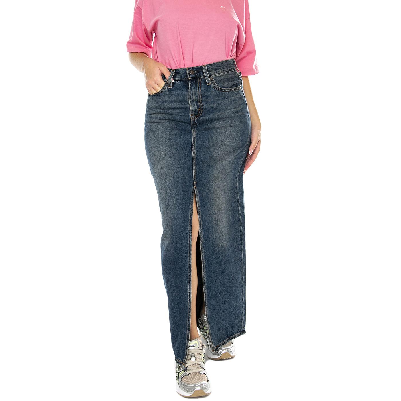 Ankle Column Skirt Wave Hello Dark Indigo Worn In - Gonna Denim Jeans Blu A7512-0005  LEVIS 