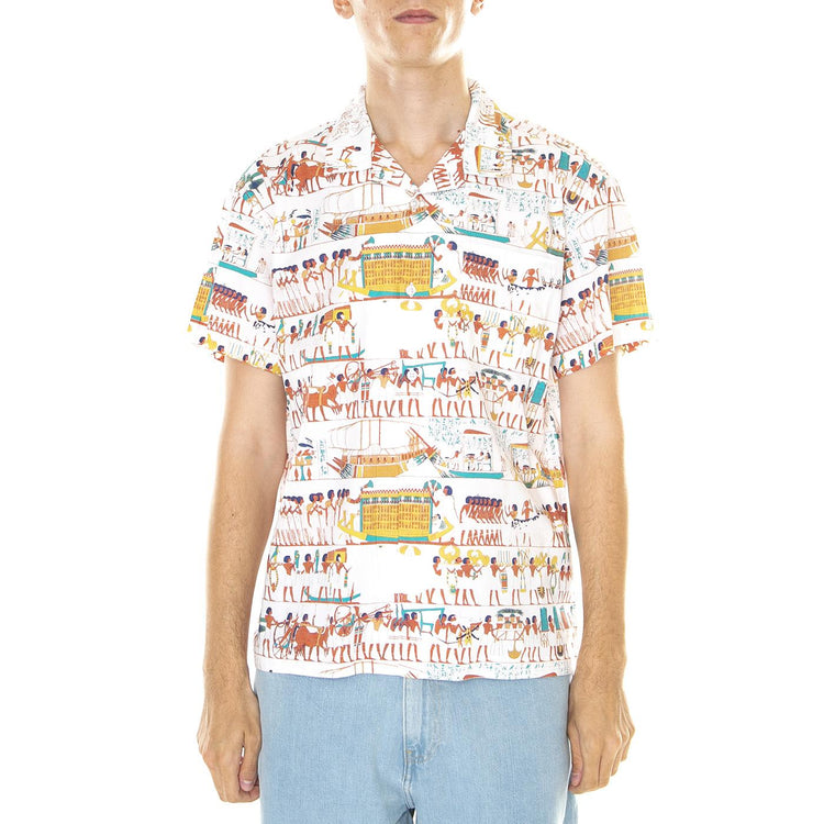 M' Heiro Woven S/S White / Multi - Camicia Maniche Corte Uomo Bianca / Multicolore 181210379-WTM  OBEY 