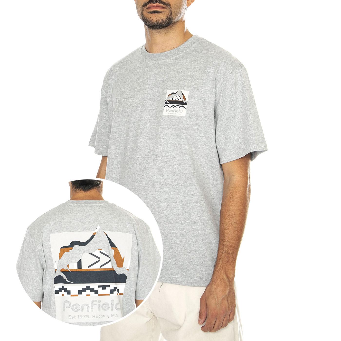 Geo Back Print T-Shirt Vintage Grey Heather - Maglietta Girocollo Uomo Grigia PFD0338-G59  PENFIELD 