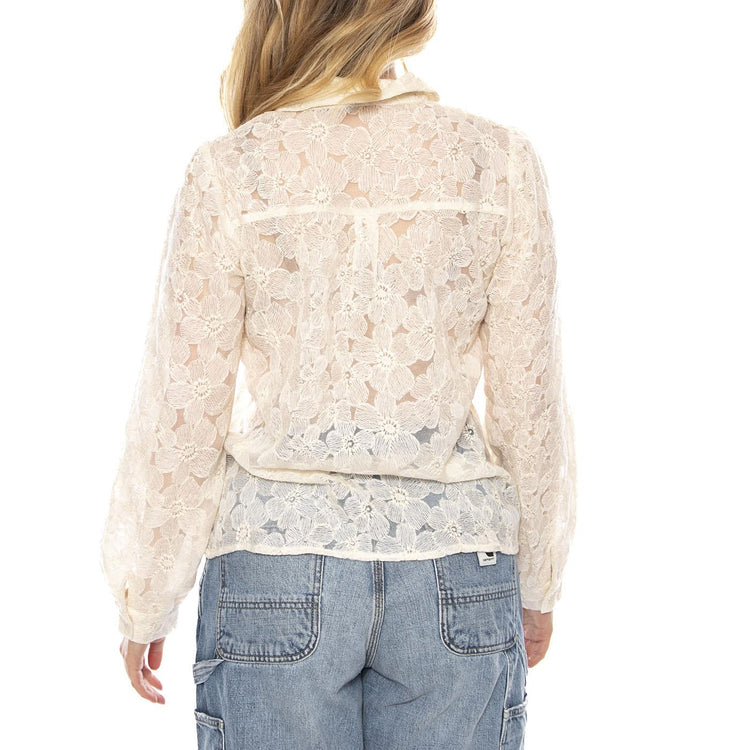 Camisa con Encaje Floral -- Camicia Donna Bianca 53W/11249 Blanca WILD PONY 