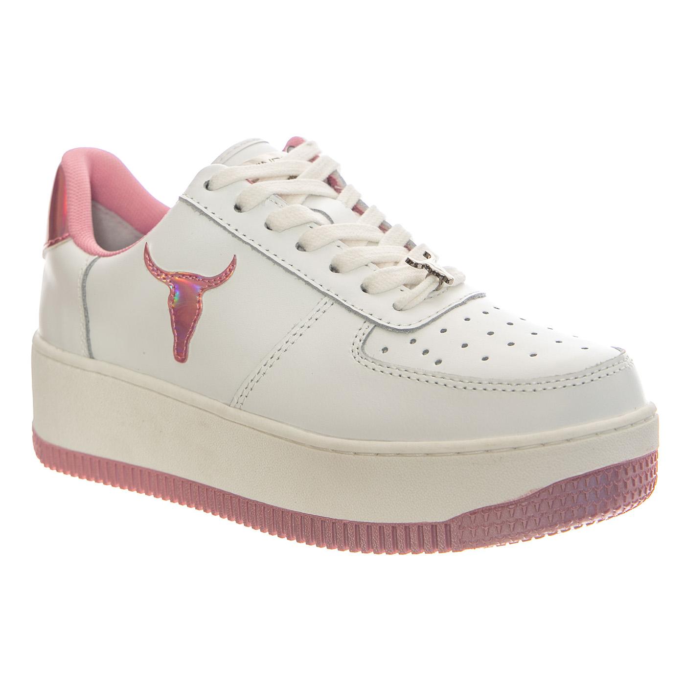 RECHARGE WHITE + PINK HOLO PU - Scarpe Stringate Donna Bianche WSPRECHARGE-WHIPNK . WINDSOR SMITH 