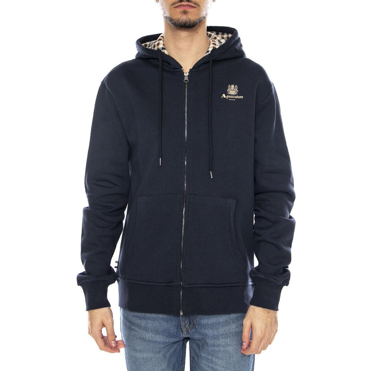 Full Zipped Hoodie Fleece -- Felpa con Cappuccio Uomo Navy AW_ICON_SW001_11 . AQUASCUTUM 