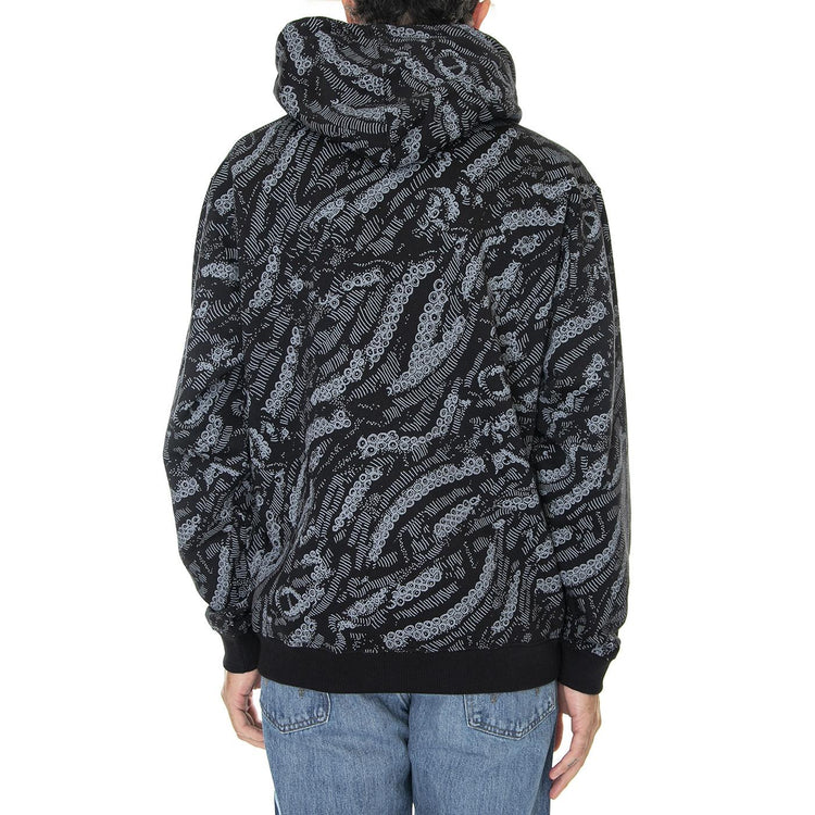 Deco Hoodie Black - Felpa con Cappuccio Uomo Nera / Multicolore 22WOSH09-BLACK  OCTOPUS 