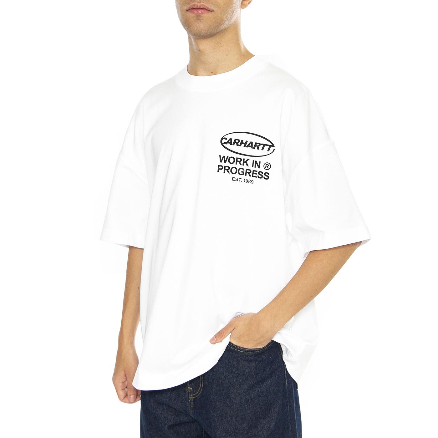 S/S Body Of Work T-Shirt White / Black - Maglietta Girocollo Uomo Bianca I034042.00AXX  CARHARTT WIP 