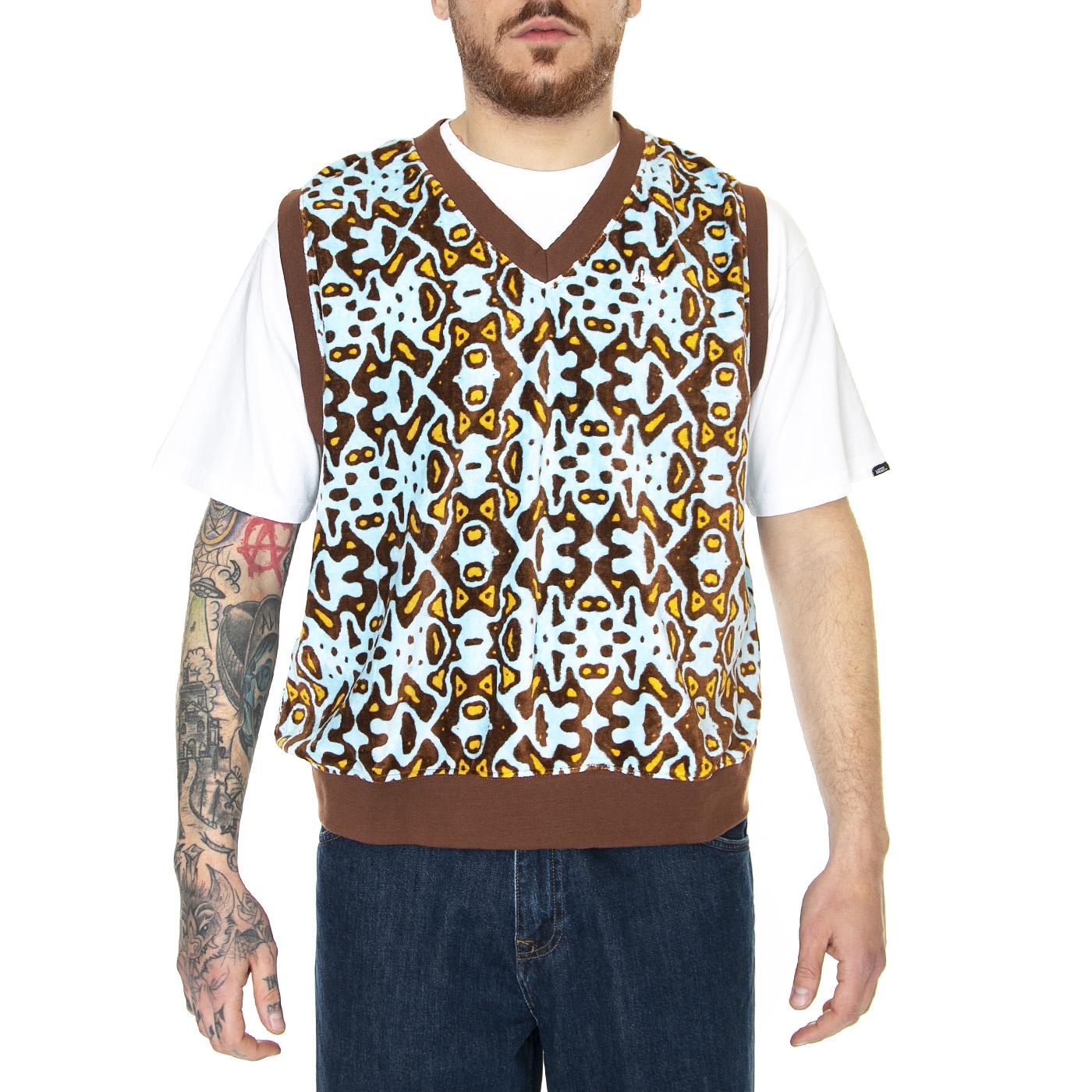 Odessa Velour Vest Fleece Sepia Multi - Felpa Smanicata Uomo Multicolore 134050055-SEP  OBEY 