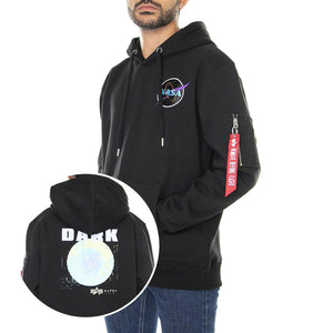 Dark Side Hoody Black Neon Purple - Felpa con Cappuccio Uomo Nera 108337-556  ALPHA INDUSTRIES 