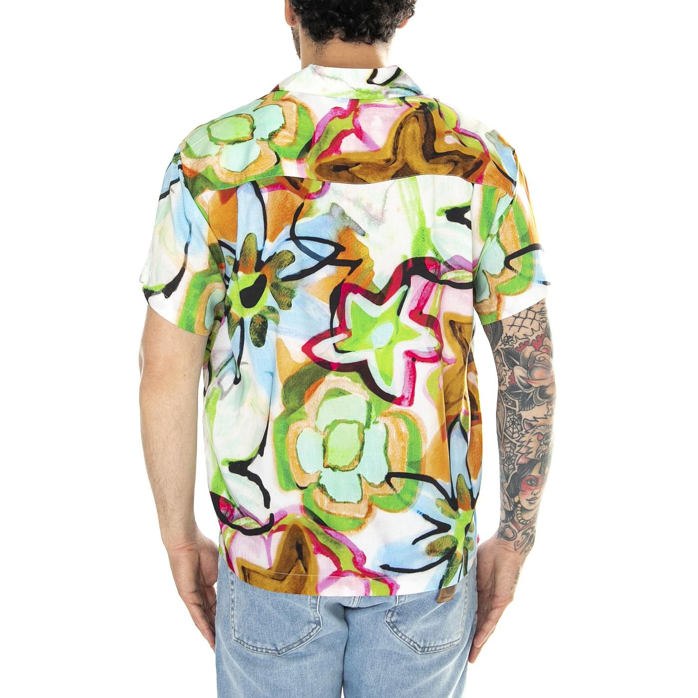 Requiem Woven S/S Golden Shirt Brown Multi - Camicia Maniche Corte Uomo Multicolore 181210402-GBR  OBEY 