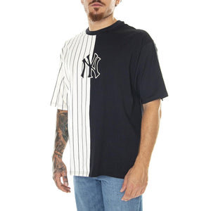 M's MLB Half Striped OS Tee New York Yankees Navy / Off-White - Maglietta Girocollo Uomo Blu / Bianca 60416312  NEW ERA 