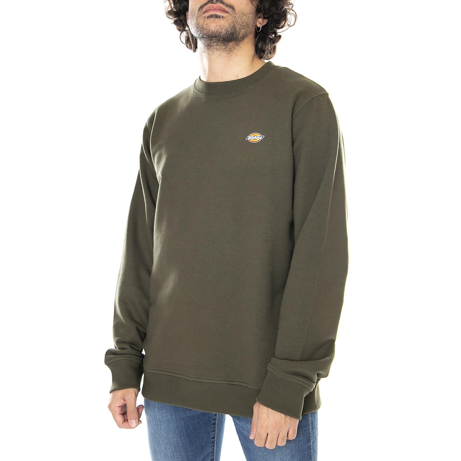 Mens Seabrook Crew-Neck Sweatshirt - Dark Olive - Felpa Girocollo Uomo Verde 02 200203-DKO . DICKIES 